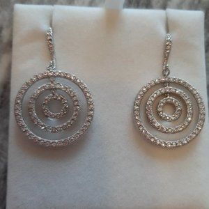 EUC Nadri silver tone rhinestone circle earrings